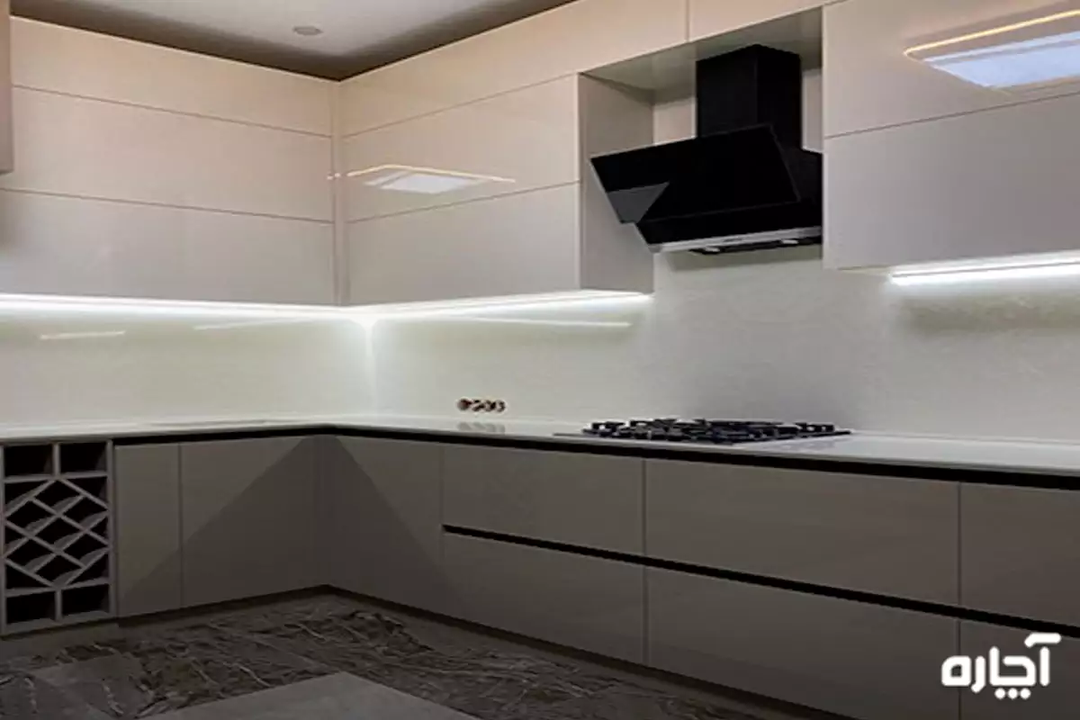 Gray white glass cabinets