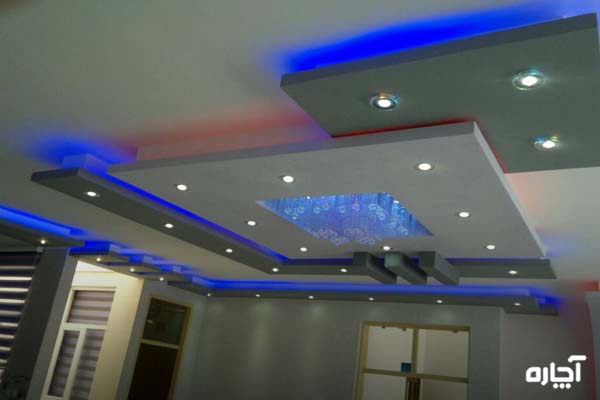 نورپردازی سقف پذیرایی با استفاده از هالوژن