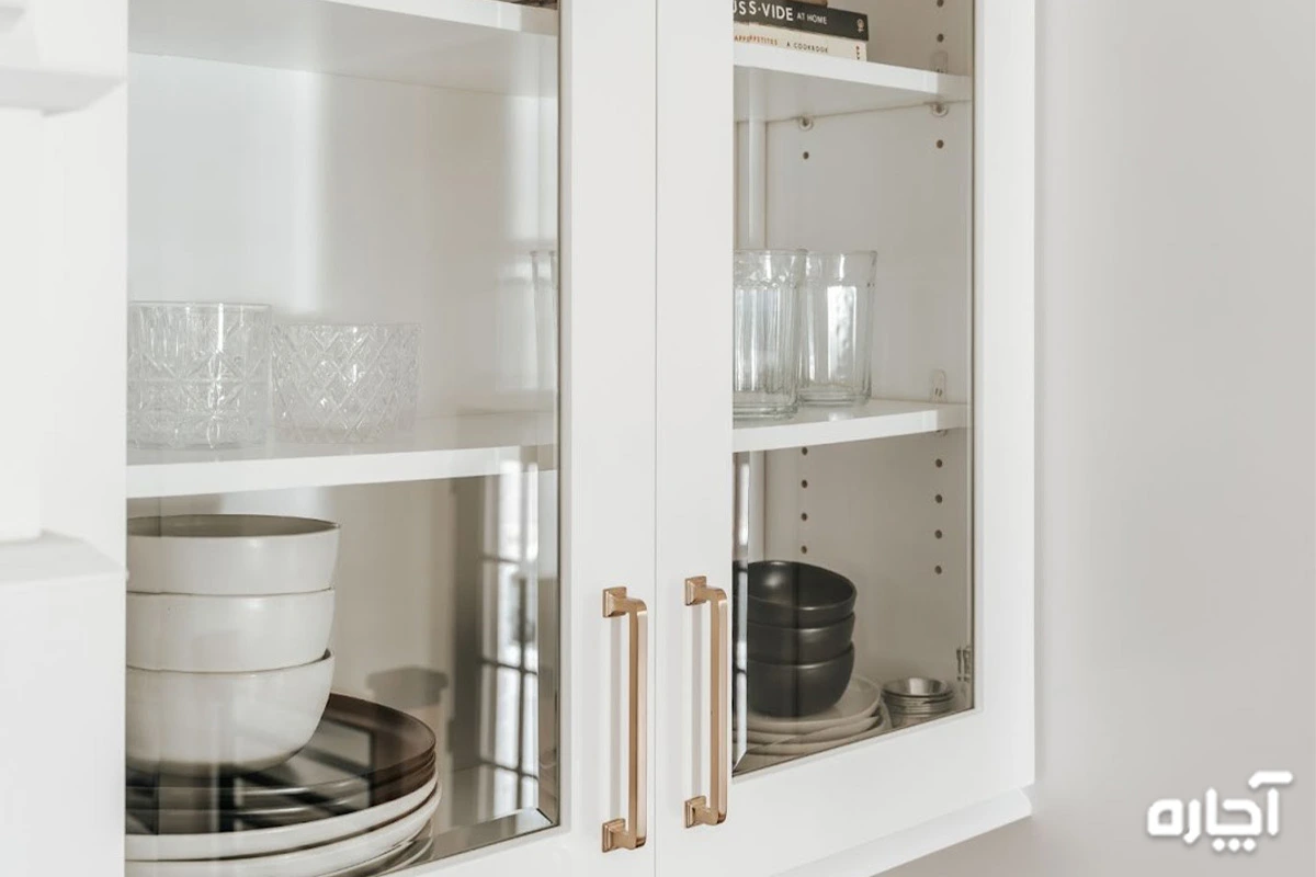 کابینت های شیشه ای | مدل کابینت جدید برای آشپزخانه کوچک